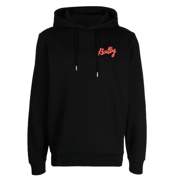 Bally Logo Print Drawstring Hoodie Black Size M - Picture 1 of 2